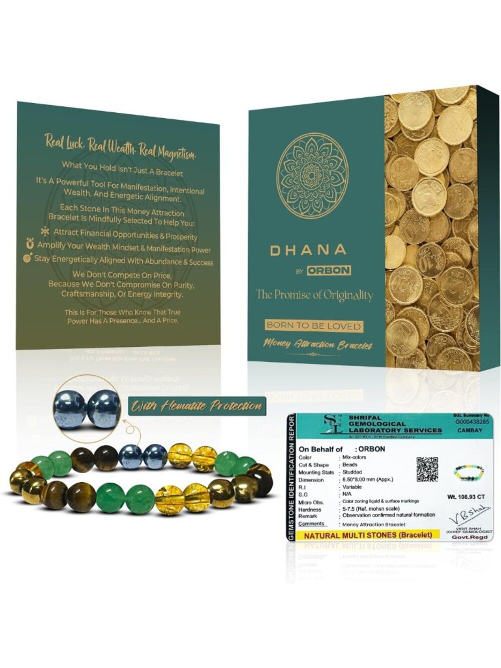 Money Attraction Bracelet for Prosperity & Abundance | Crystal Beads, 8mm